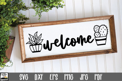 Welcome Sign SVG File - Welcome Sign with Cactus