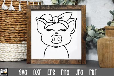 Pig SVG File - Pig with Bandana SVG File