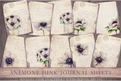 Vintage junk journal sheets