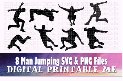 Man jumping svg, Male silhouette bundle, PNG, clip art, 8 Men images,