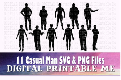 Casual Man svg, Male silhouette bundle, standing figure PNG, clip art,