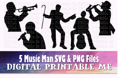 Musician svg, Male silhouette, man playing instruments bundle PNG clip