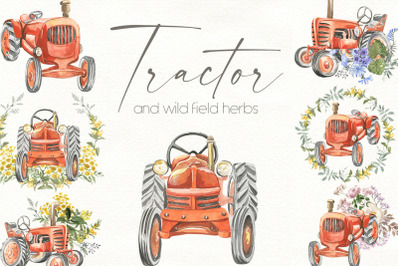 Tractor and wild herbs