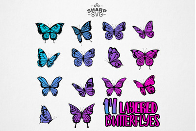 Butterfly SVG - Butterfly SVG Layered - 14 Butterfly Bundle