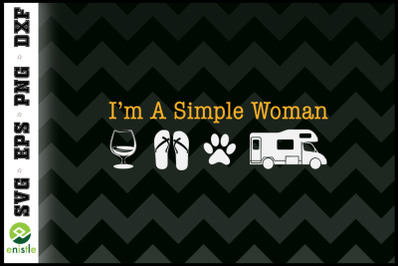 I&#039;m A Simple Woman Love Wine Dog Camping