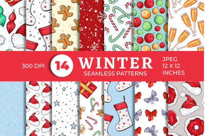 Cute Winter Christmas Seamless Patterns Collection