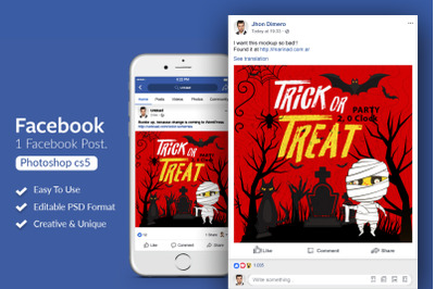 Trick or Treat Halloween Facebook Post