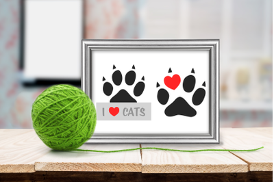 Paw Print Kitty Love Duo | SVG | PNG | DXF | EPS