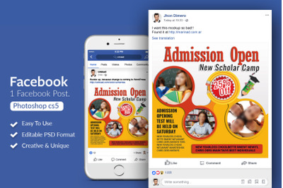 School Admission Open Facebook Post Banner