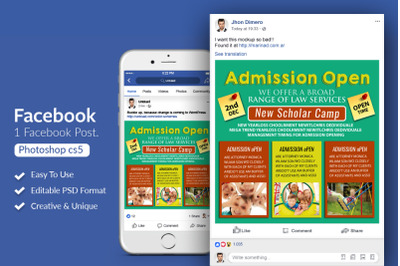 Admission Open in School FB Post Banner