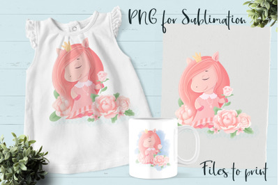 Cute Pony sublimation. Design for printing.