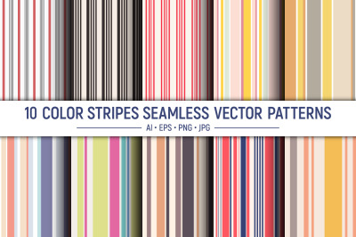 10 seamless striped color patterns