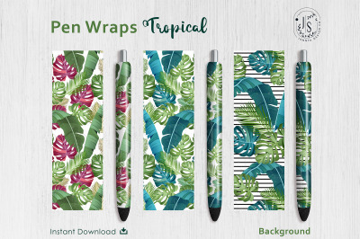 Tropical Plant Leaves Pen Wraps PNG File Set