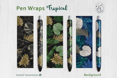 Tropical Plant Leaves Pen Wraps PNG File Set
