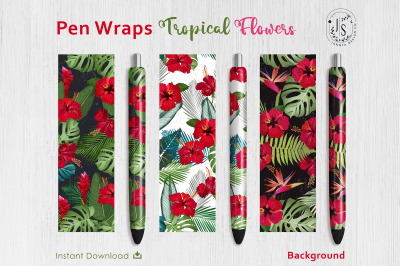 Tropical Flower Pen Wraps PNG File Set