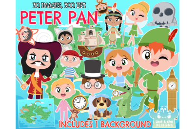 Peter Pan Clipart - Lime and Kiwi Designs