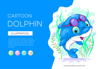 Cute cartoon dolphin