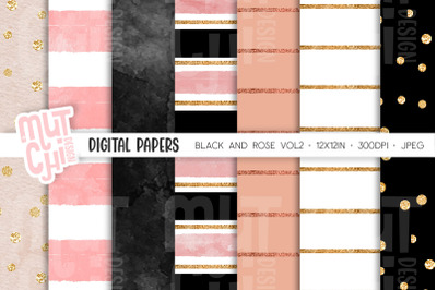 Black and Rose Vol2 Digital Paper Set