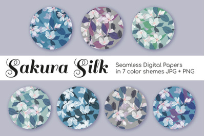 Sakura Flower Digital Paper Seamless Patterns Watercolor