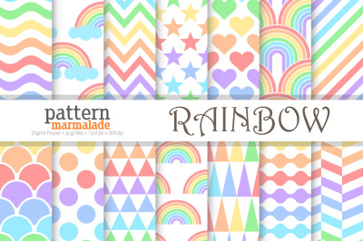Rainbow In Pastel Colors Digital Paper - T0803