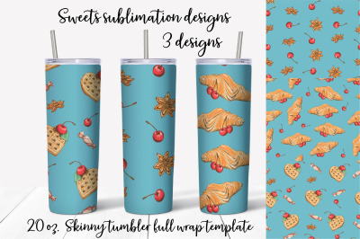 Sweets sublimation design. Skinny tumbler wrap design.