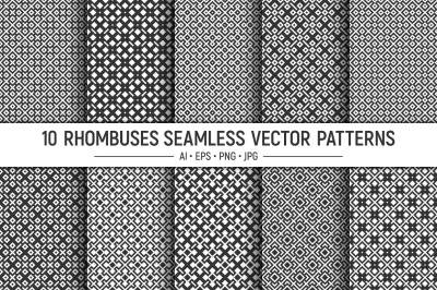 10 rhombuses seamless patterns