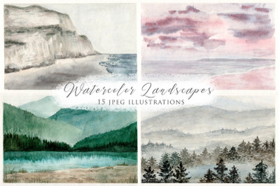 Watercolor Landscapes Collection Illustrations