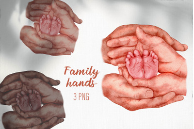 Family clipart / Family hands baby feet sublimation png