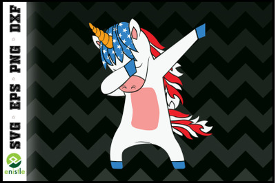 USA Flag Dabbing Unicorn 4th of July