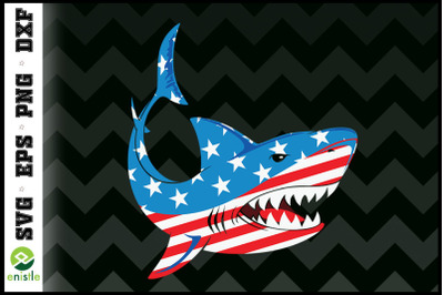 Shark American Flag 4th of July Jawsome