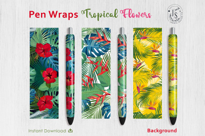 Tropical Flower Pen Wraps PNG File Set