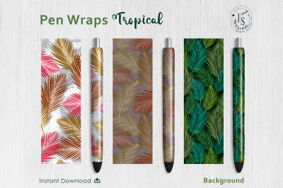 Tropical Palm Pen Wraps PNG File Set