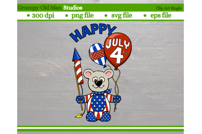 4th of July cute teddy bear | Happy July 4th