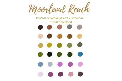 Procreate Colour Palette- Moorland Reach - 30 X colours