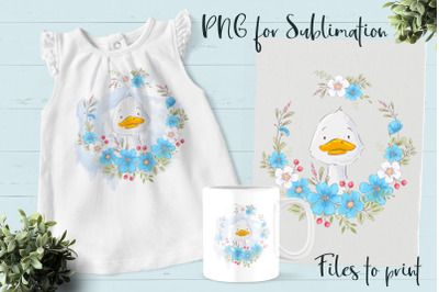 Cute goose sublimation. Design for printing.