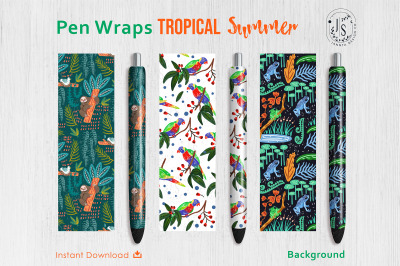 Tropical Forest Pen Wraps PNG File Set