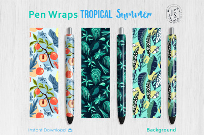 Tropical Forest Pen Wraps PNG File Set