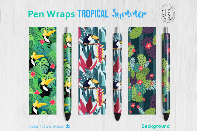 Tropical Forest Pen Wraps PNG File Set