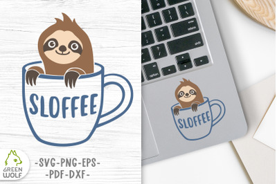 Coffee svg Sloffee svg Cute sloth svg design Funny laptop decal svg