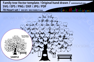 78 heart family tree vector