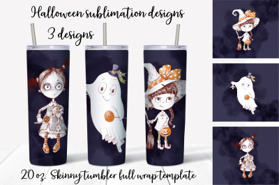 Halloween sublimation design Skinny tumbler wrap design