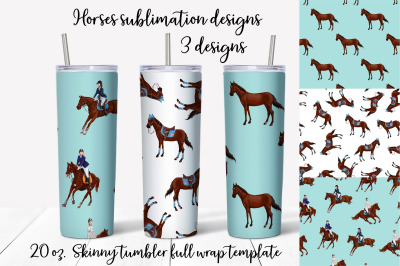 Horses sublimation design Skinny tumbler wrap design