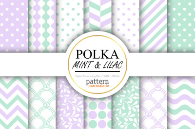 Polka Mint And Lilac Digital Paper - T0206