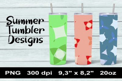 20 oz Skinny Tumbler Sublimation PNG Designs. Summer Abstract Flowers.