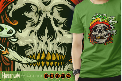 Weed Skull Smoke Cannabis  Jamaican Hat