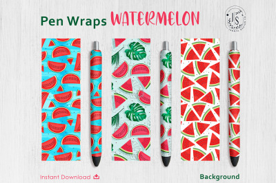 Watermelon Fruit Pen Wraps PNG File Set