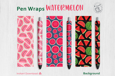 Watermelon Fruit Pen Wraps PNG File Set