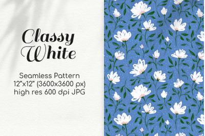 Bright Summer Daisy Flowers on Blue Seamless Digital Paper