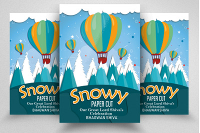 Snowy Paper Cut Style Flyer Template