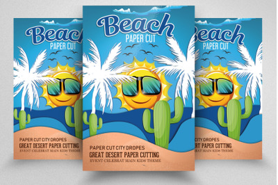 Beach Paper Cut Style Flyer